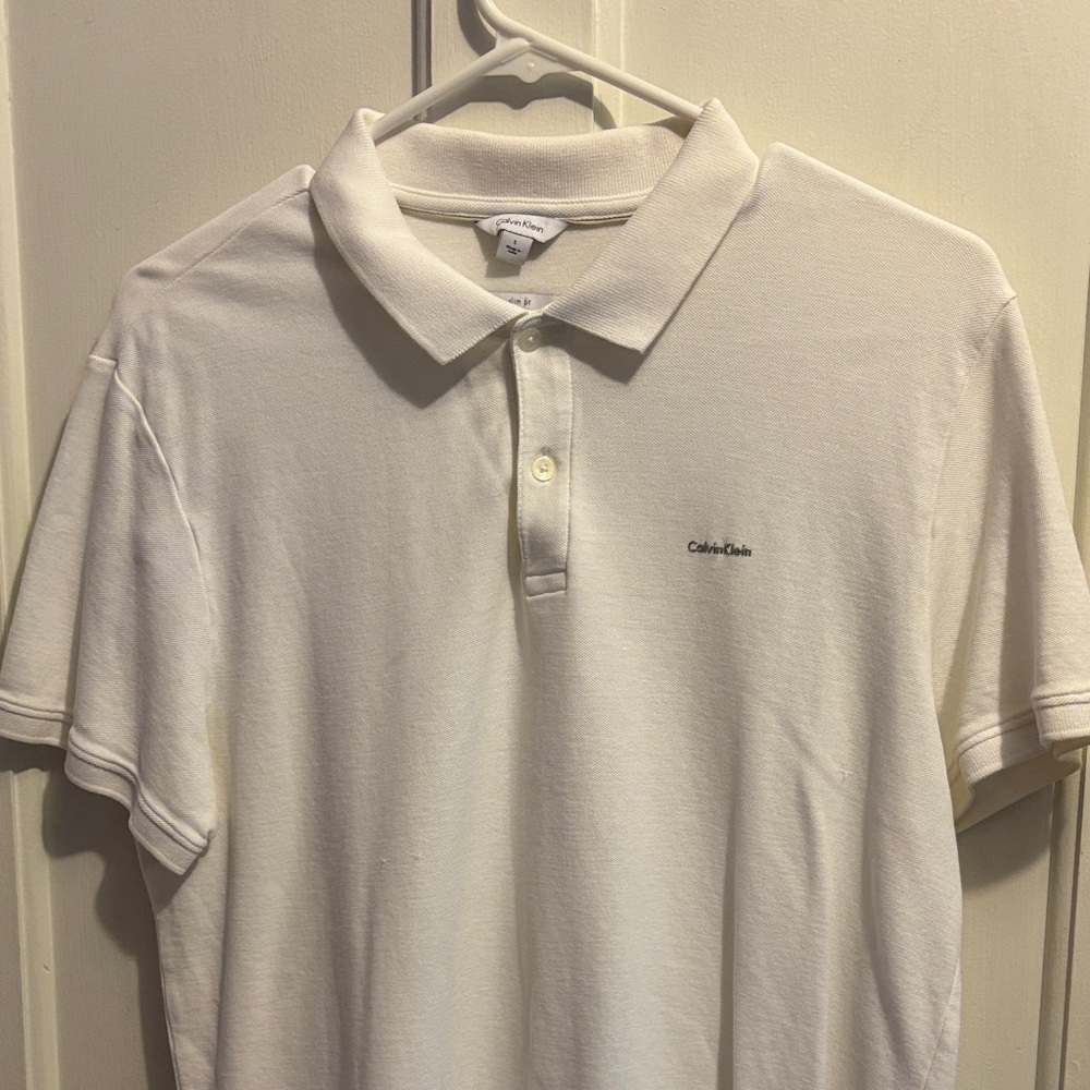 Calvin Klein Men's White Polo Shirt | Slim Fit | L